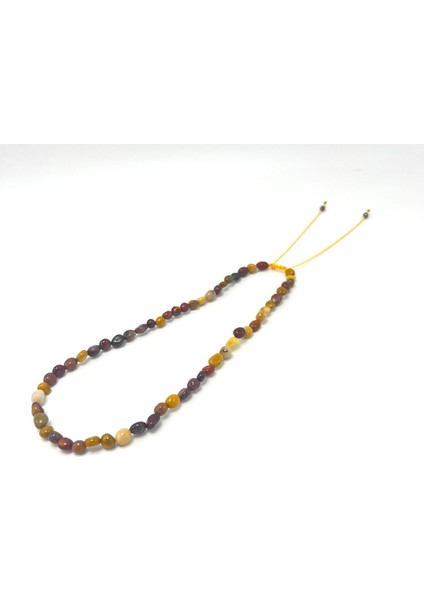 Sertifikalı Jasper Natural Kesim Makrome Doğal Taş Kolye Ayarlanabilir Ölçü fırsatları