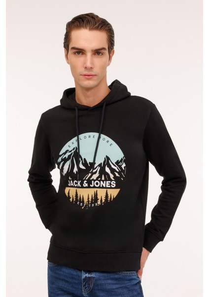 Jjpeak Sweat Hood Ln Siyah Erkek Sweatshirt