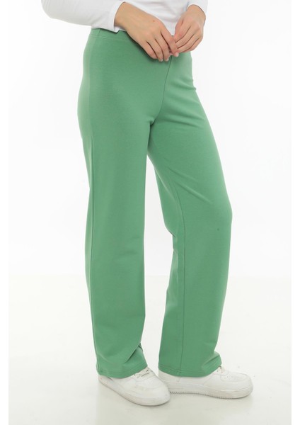 Pamuk 2 Iplik Lycra Eşofman Alt-Mint Yeşili