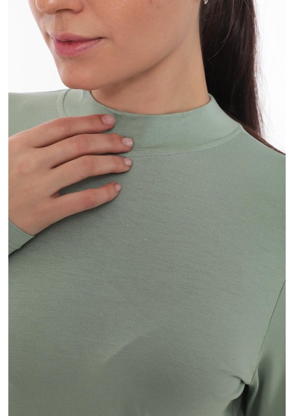 Viskon Dik Yaka Tunik-Mint Yeşili fırsatları
