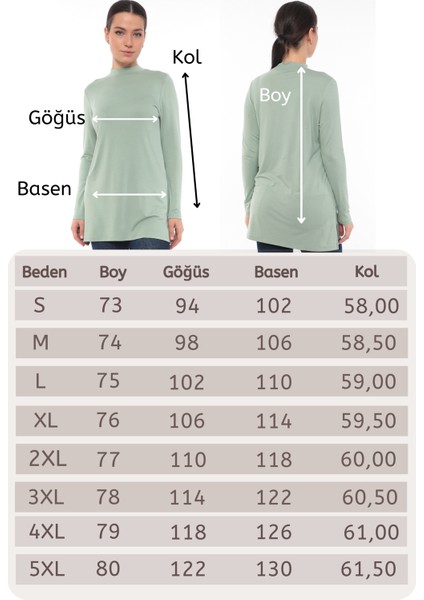 Viskon Dik Yaka Tunik-Mint Yeşili indirimleri