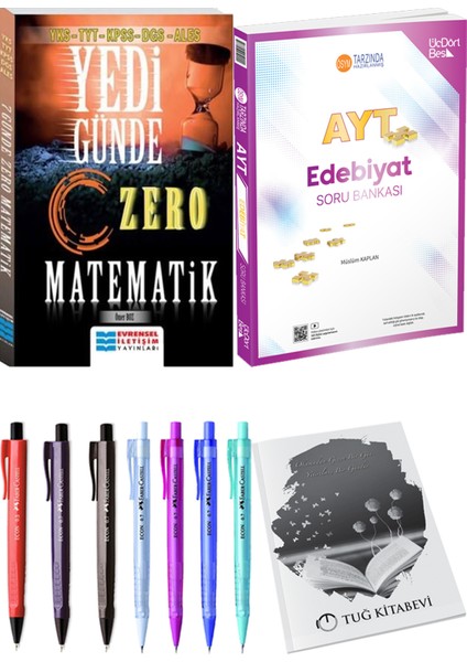 Yedi Günde Zero Matematik - ÜçDörtBeş Yayınları 2025 AYT Edebiyat Soru Bankası + Kalem - Not Defteri