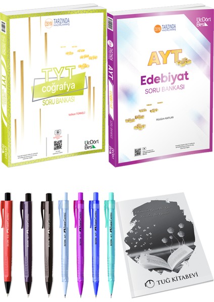 2025 AYT Edebiyat Soru Bankası - 2025 TYT Coğrafya Soru Bankası + Kalem - Not Defteri
