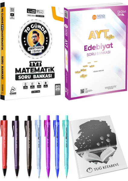 2025 AYT Edebiyat Soru Bankası - Mert Hoca 2025 TYT 70 Günde Matematik Soru Bankası + Kalem - Not Defteri