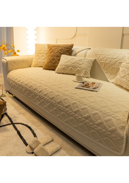 Peluş Kanepe Minimalist Oturma Odası Kaymaz Koltuk Örtüsü 110X110CM (Yurt Dışından)