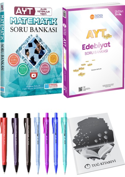 2025 AYT Edebiyat Soru Bankası - Evrensel AYT Matematik Çözümlü Soru Bankası + Kalem - Not Defteri
