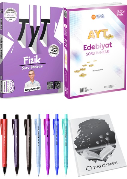 2025 AYT Edebiyat Soru Bankası - 2025 TYT Fizik Soru Bankası + Kalem - Not Defteri