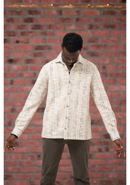 Brenzo Yarı Oversize (Hafif Bol) Kalın Çizgili Oduncu Gömlek fiyatları