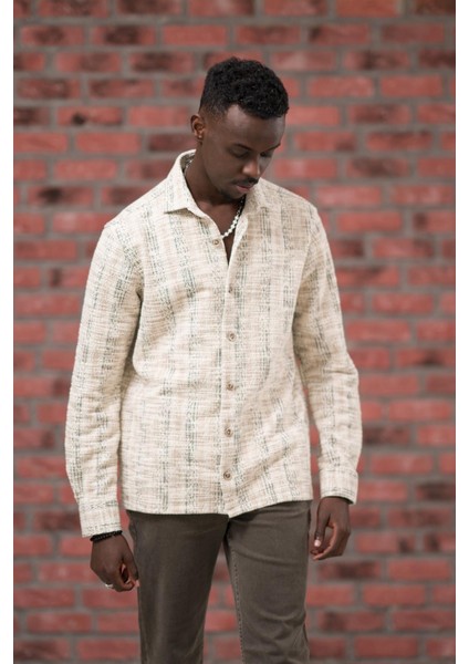 Brenzo Yarı Oversize (Hafif Bol) Kalın Çizgili Oduncu Gömlek modelleri