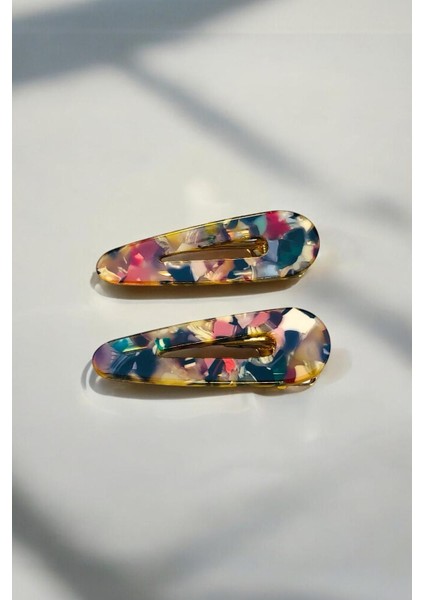 Kadın Akrilik 6,5 cm Altın Metal Pens Toka