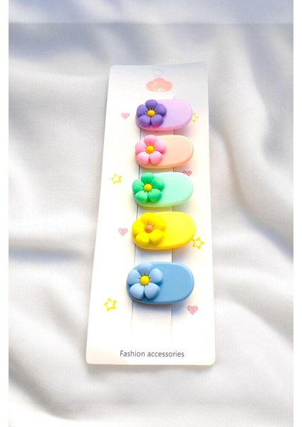 Çocuk 5 Adet Papatya Figürlü 4 cm Pens Toka