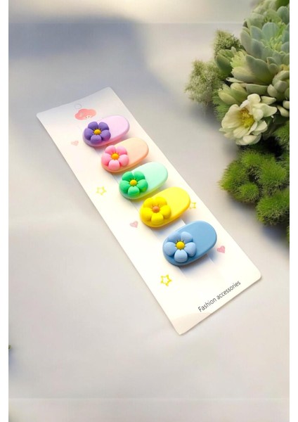 Çocuk 5 Adet Papatya Figürlü 4 cm Pens Toka modelleri