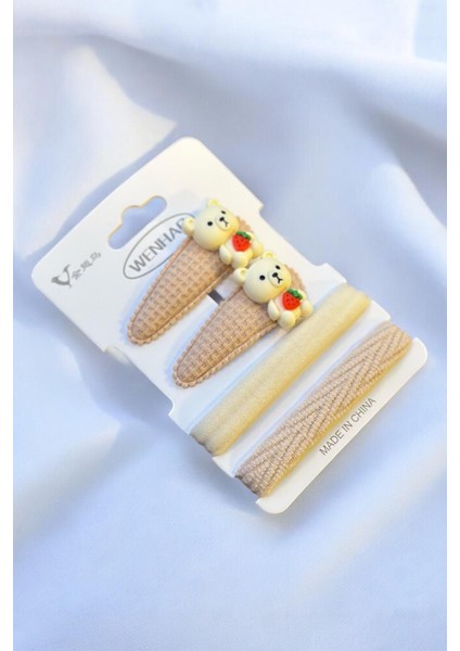 Çocuk Karakterli 2 Adet Pens 2 Adet Lastik Toka Seti