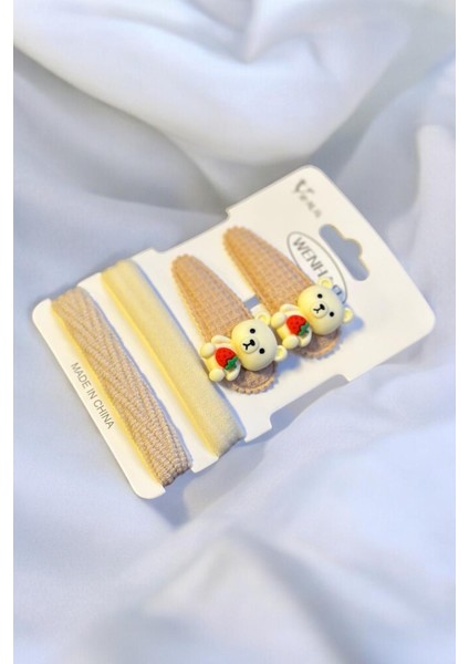 Çocuk Karakterli 2 Adet Pens 2 Adet Lastik Toka Seti modelleri