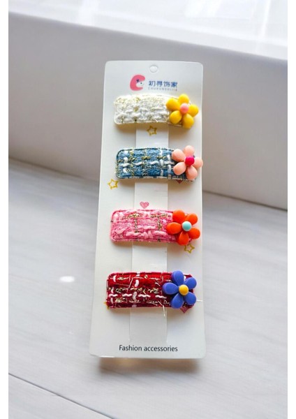 Çocuk 4 Adet Papatya Figürlü 5,5 cm Çıtçıt Toka