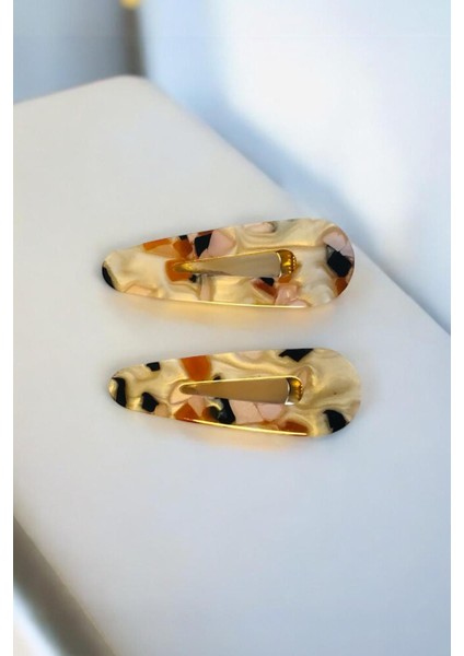 Kadın Akrilik 6,5 cm Altın Metal Pens Toka