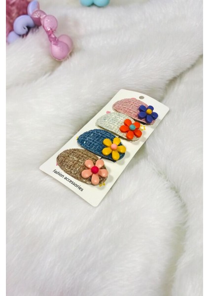 Çocuk 4 Adet Papatya Figürlü 5,5 cm Çıtçıt Toka modelleri