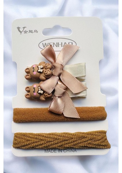 Çocuk Karakterli 2 Adet Pens 2 Adet Lastik Toka Seti