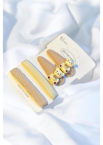 Çocuk Karakterli 2 Adet Pens 2 Adet Lastik Toka Seti modelleri