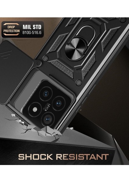 Xiaomi Mi 14T Pro Kılıf Kamera Korumalı Sürgülü Yüzüklü Standlı Armor Military Zırh Tank Kızaklı Kapak modelleri