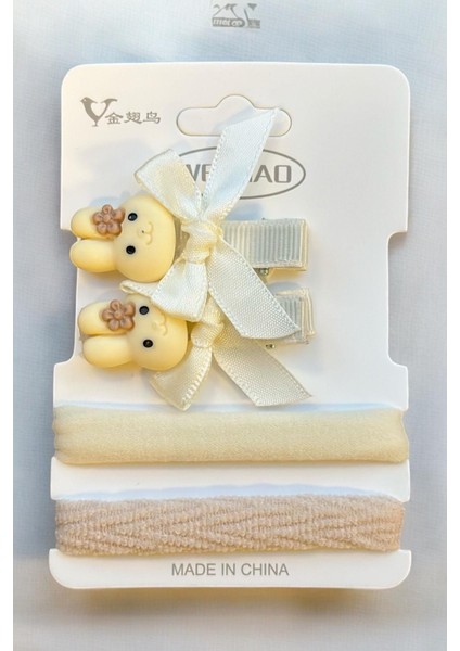 Çocuk Karakterli 2 Adet Pens 2 Adet Lastik Toka Seti