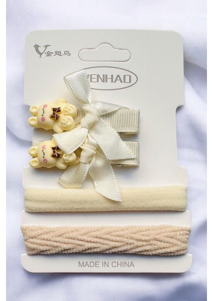 Çocuk Karakterli 2 Adet Pens 2 Adet Lastik Toka Seti