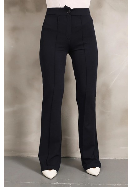 Luxwomen Düğmeli Yüksek Bel Çımalı Salaş Dabıl Kumaş Pantolon-Eşofman fiyatları