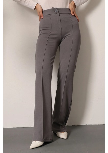 Luxwomen Düğmeli Yüksek Bel Çımalı Salaş Dabıl Kumaş Pantolon-Eşofman fiyatları