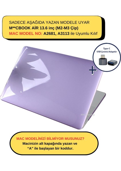 Macbook Air Kılıf 13.6 inç M2-M3, Kristal Parlak (TouchID'li Air M2-M3 13.6") A2681 A3113 ile Uyumlu fiyatları