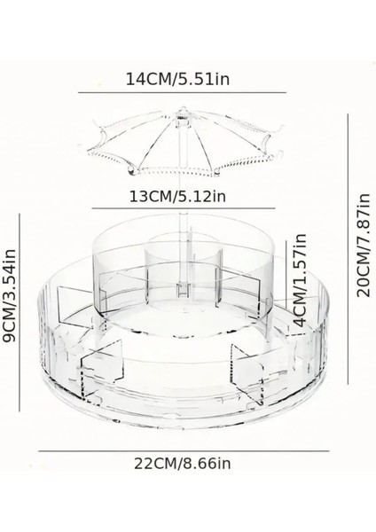 Lüks 360 Derece Dönebilen Şeffaf Akrilik Makyaj Organizeri, Cilt Bakım Ürünleri Sergileme Standı