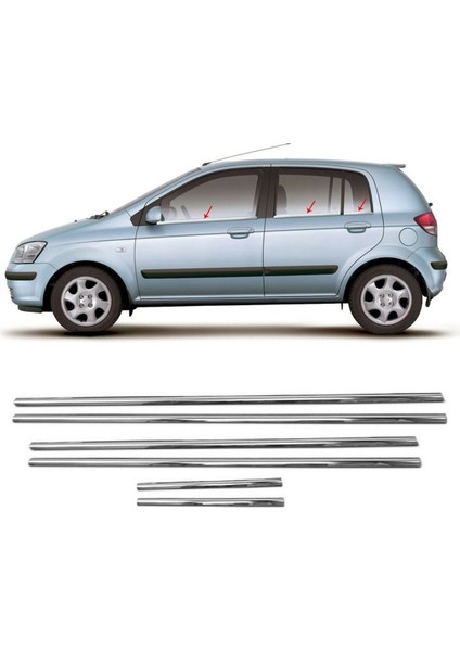 Hyundai Getz Krom Cam Çıtası 2002-2011 6prç