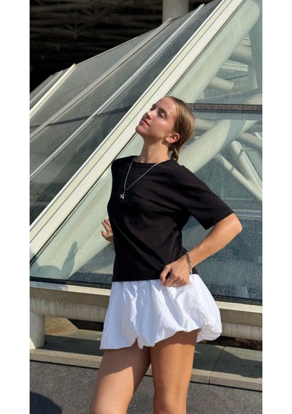 Siyah Basic Kadın T-Shirt modelleri