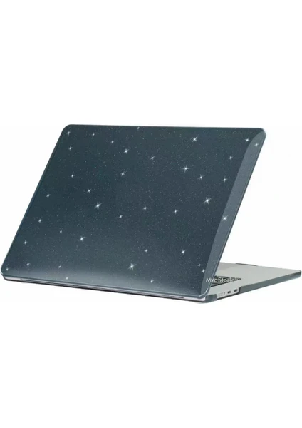 Macbook Air Kılıf 13.6 inç M2-M3, Simli Kristal Parlak (TouchID'li Air M2-M3) A2681 A3113 ile Uyumlu