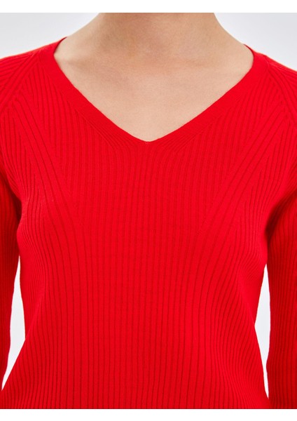 Lcw Vision V Yaka Düz Uzun Kollu Kadın Triko Kazak modelleri