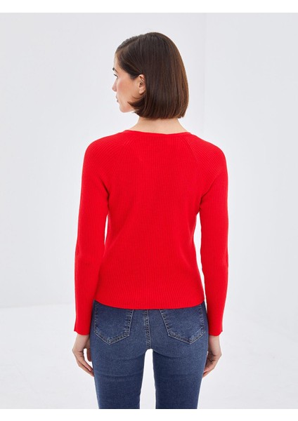 Lcw Vision V Yaka Düz Uzun Kollu Kadın Triko Kazak fırsatları