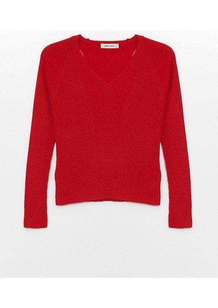 Lcw Vision V Yaka Düz Uzun Kollu Kadın Triko Kazak indirimleri