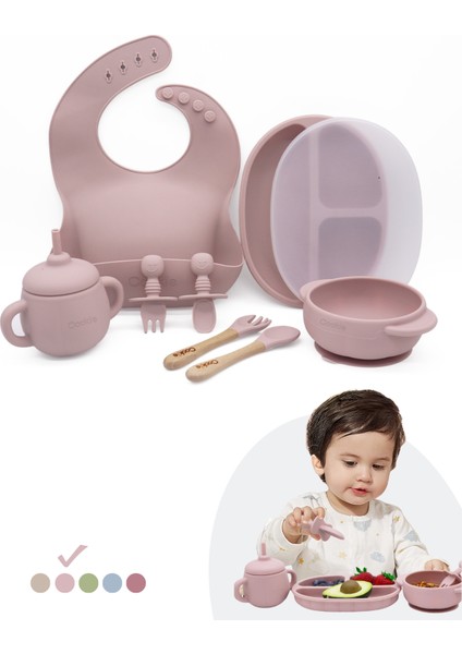 Pumpkin 11 Parça Full Bebek Beslenme Seti, Mama Seti Bpa Free, Doğal Silikon - Rose Pink