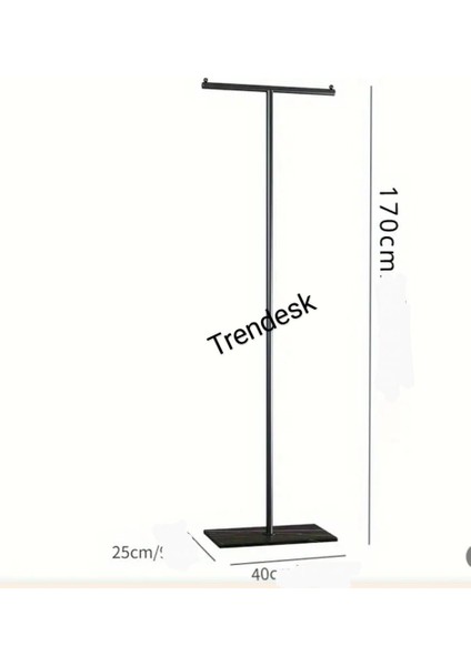 Metal T Siyah Ayaklı Askılık 6002