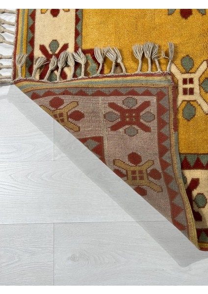 170x236 Cm Canlı Renkli El Dokuma Yün Geometrik Desenli Antik Türk Modern Kilim