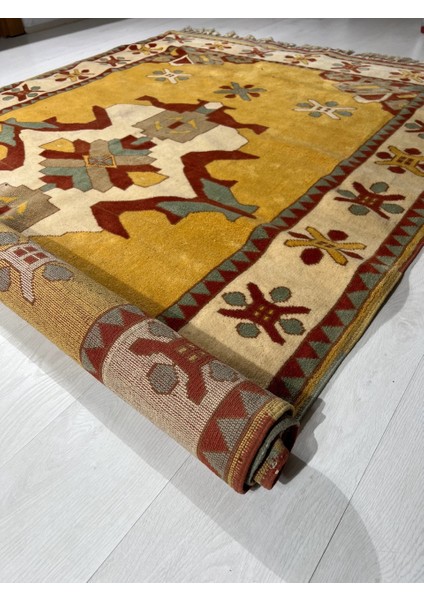 170x236 Cm Canlı Renkli El Dokuma Yün Geometrik Desenli Antik Türk Modern Kilim