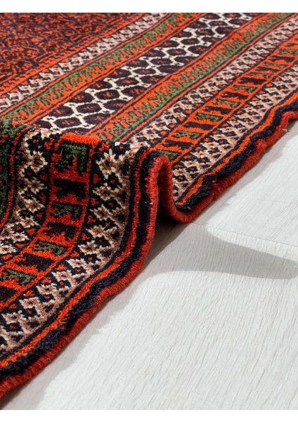 115x176 Cm Canlı Renkli El Yapımı Yıkanabilir Türk Antik Kilim Turuncu Siyah Renkler