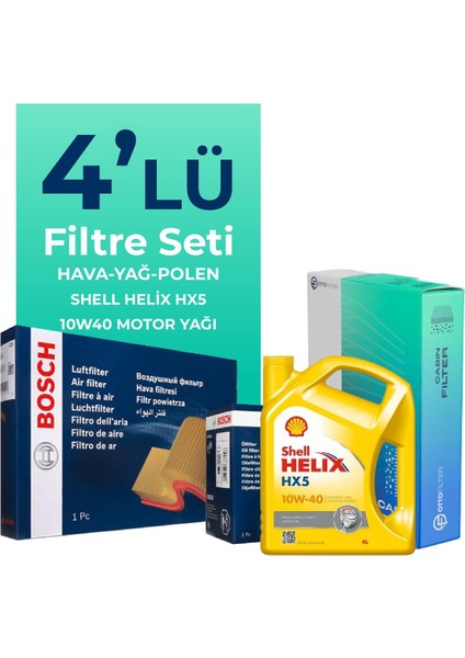 Nissan Almera 1.5 Filtre Bakım Seti Shell Motor Yağlı (2001-2008) 4 Lü