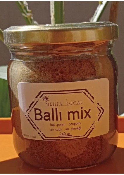 Ballı Mix 2 adet*240 gr Çocuklar ve yetişkinler için Bal Polen Propolis Arı Sütü ve Arı Ekmeği (perga) Karışım