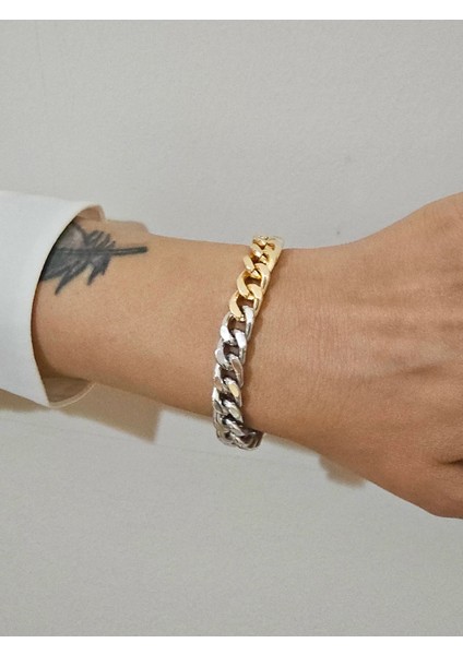Kontrast Iki Renkli Kalın Gurme Zincir Bileklik