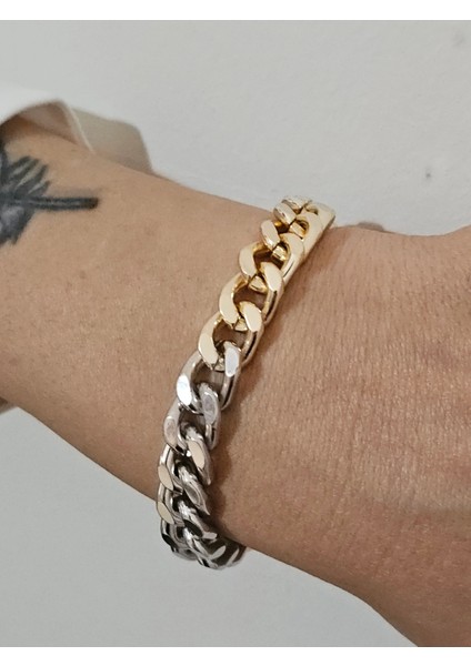 Kontrast Iki Renkli Kalın Gurme Zincir Bileklik fiyatları