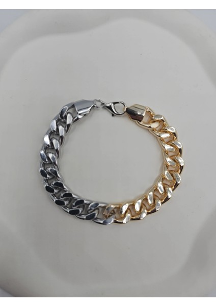 Kontrast Iki Renkli Kalın Gurme Zincir Bileklik fırsatları