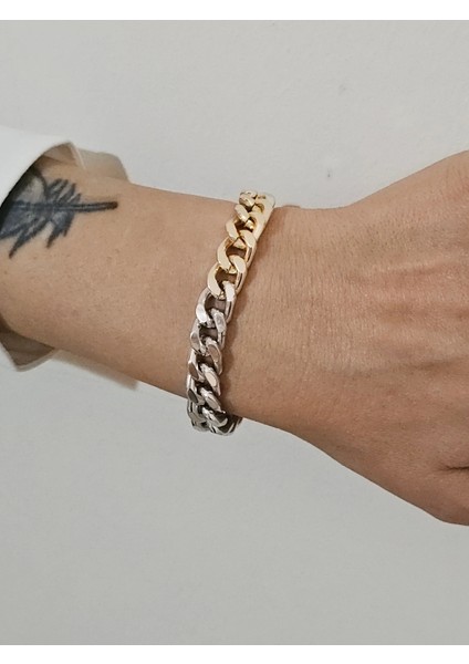 Kontrast Iki Renkli Kalın Gurme Zincir Bileklik indirimleri