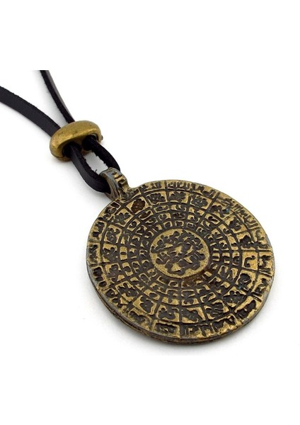 Cennetül Esma Allah'ın Isimleri Antik Metal Siyah Deri Erkek Kolye Q0915