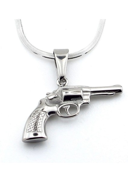 Revolver Altıpatlar Tabanca Italyan Yassı Çelik Erkek Kolye Q0691 modelleri