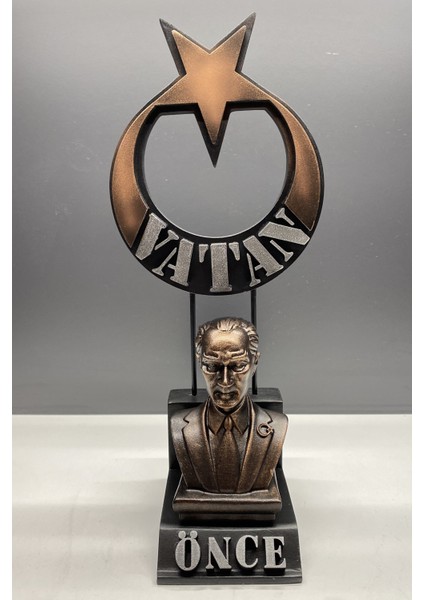 Dekoratif Ayyıldız Önce Vatan Temalı Atatürk Biblo
